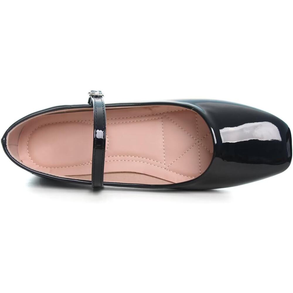 New Luxinyu Womens Size 6 Black Faux Leather Square Toe Mary Jane Flat Shoes - Picture 5 of 6